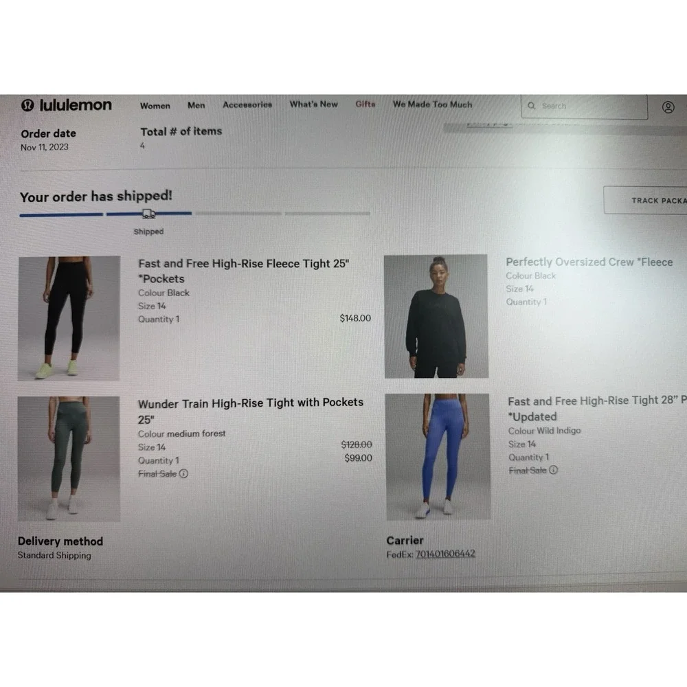 NEW Lululemon‎ Perfectly Oversized Crew Size 14 Black Graphic SPELLOUT LW3HJHS
